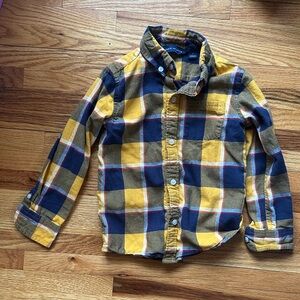 Janie and Jack Yellow and Blue Plaid Button Down Shirt